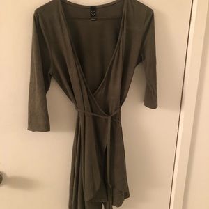 Olive green wrap around dress
